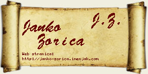 Janko Zorica vizit kartica